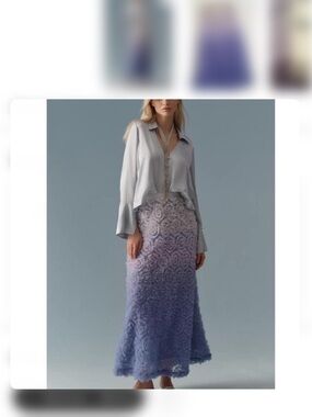 Anthropologie Lavender Ombre Lace Maxi Skirt